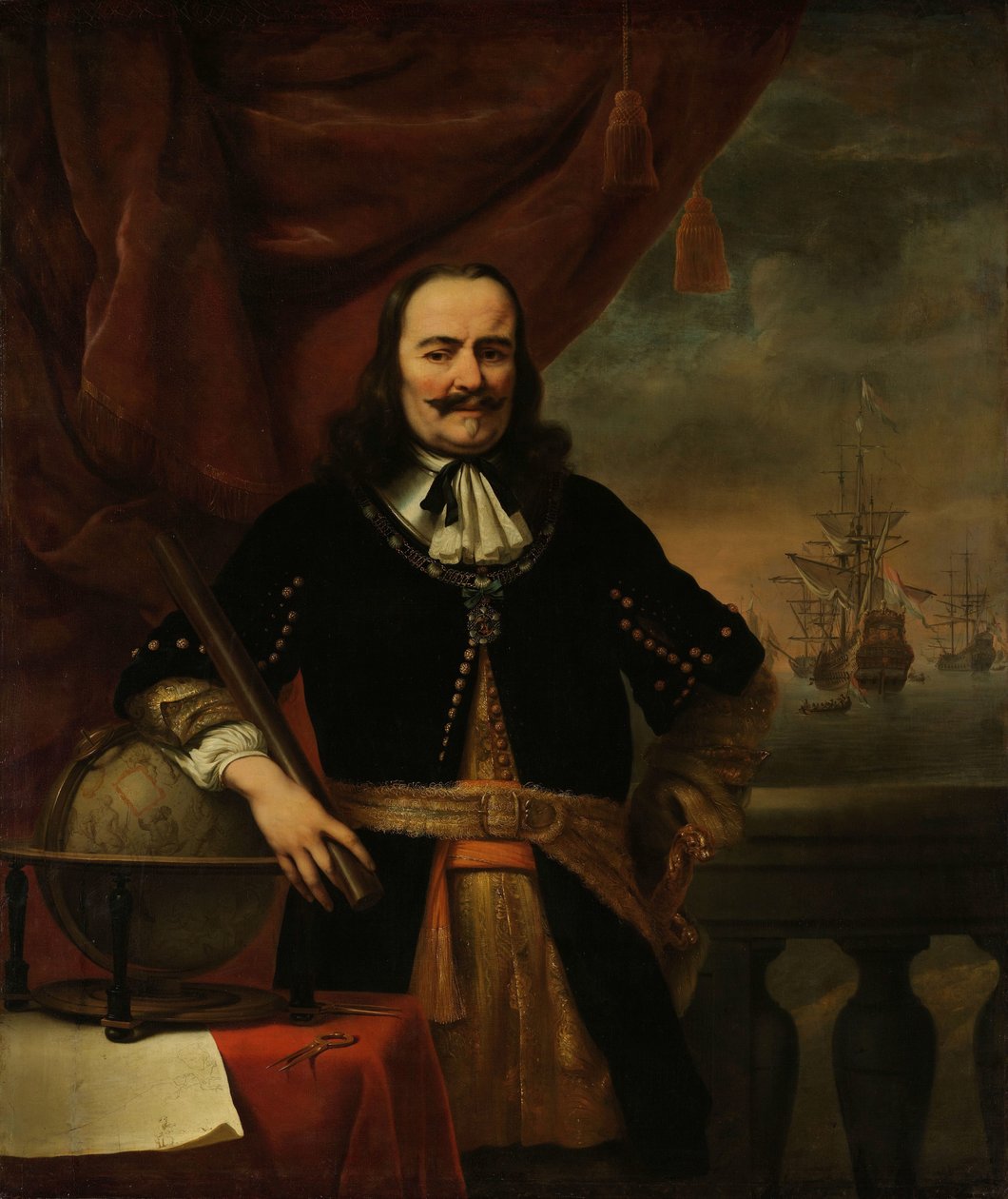 Michiel de Ruyter som löjtnant-amiral Porträtt av Michiel Adriaenszoon de Ruyter (1607-1676), viceamiral av Ferdinand Bol