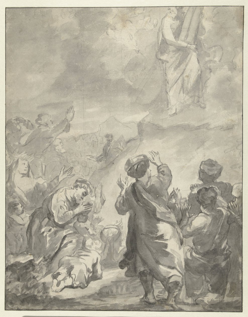 Moses stiger ner från berget Sinai med de tio budorden av Ferdinand Bol