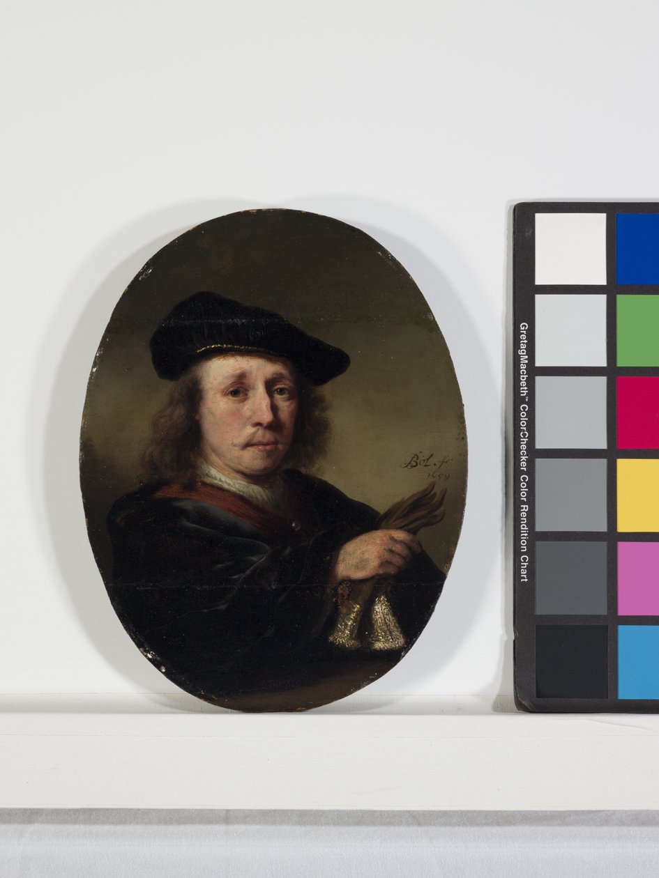 Porträtt av en man (olja på trä) av Ferdinand Bol
