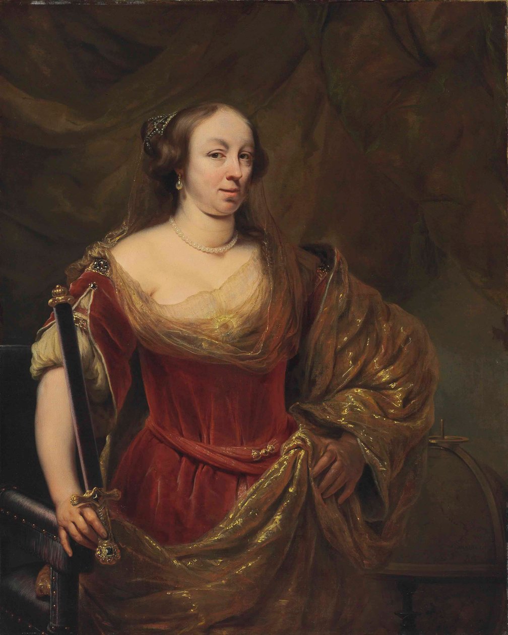 Porträtt av Marie Louise Gonzaga 1611-1667, drottning av Polen. av Ferdinand Bol