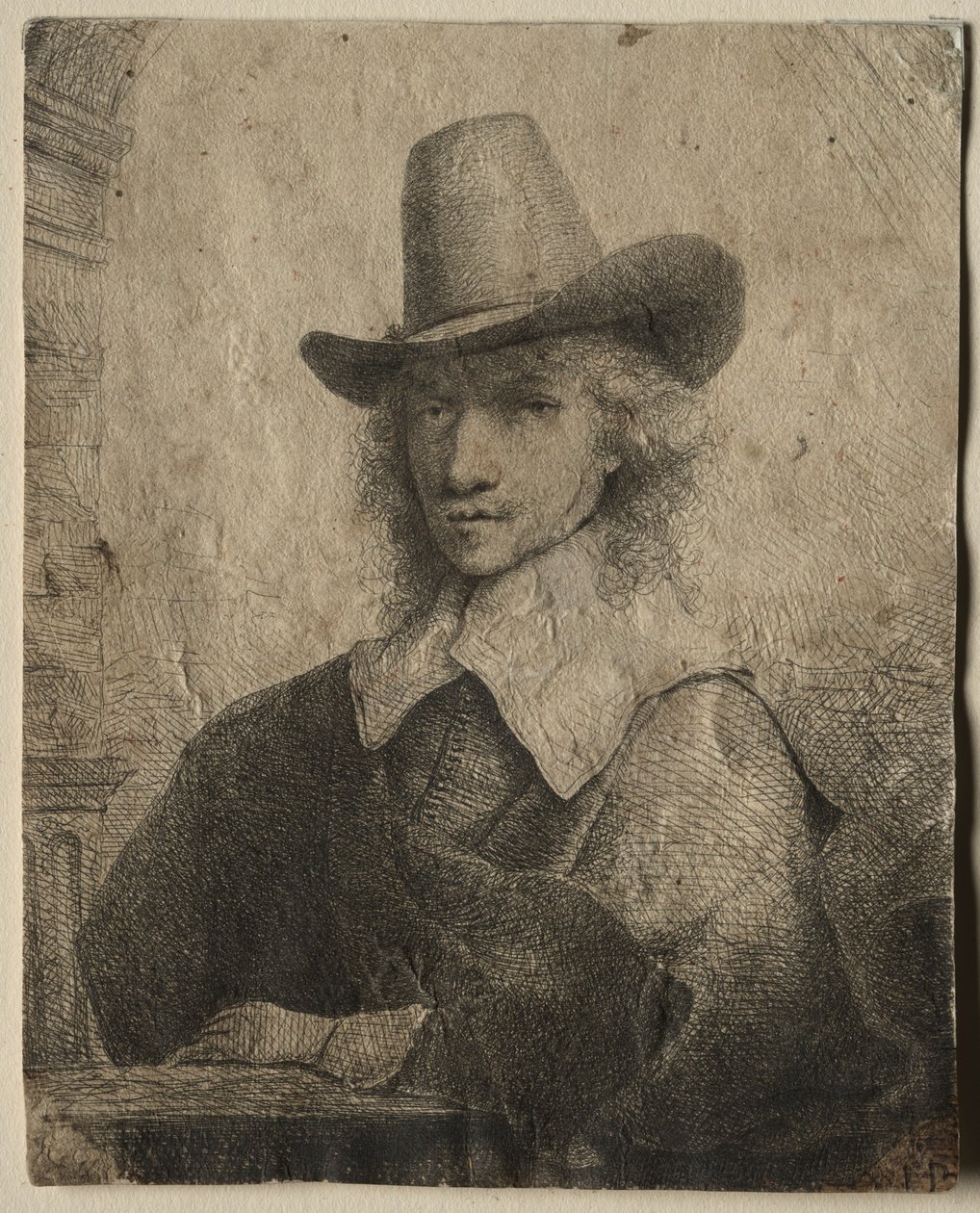Porträtt av en man med hög hatt, 16421651. av Ferdinand Bol