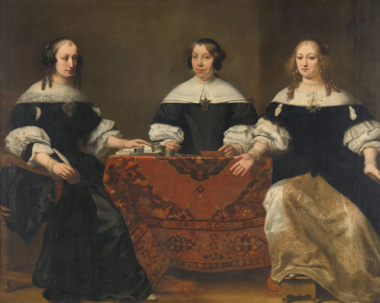 Porträtt av de tre regentinnorna i Leprozenhuis, Amsterdam, c.1668 av Ferdinand Bol