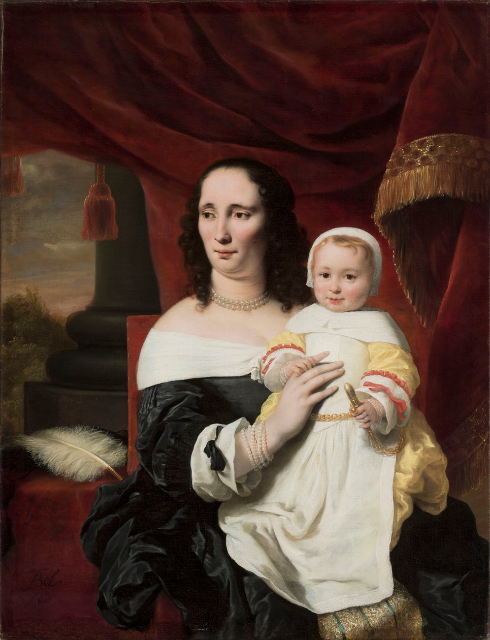 Porträtt av Johanna de Geer-Trip med hennes dotter Cecylia av Ferdinand Bol