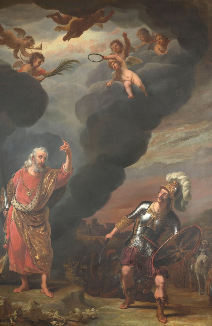 Kaptenen för Guds armé visar sig för Joshua av Ferdinand Bol