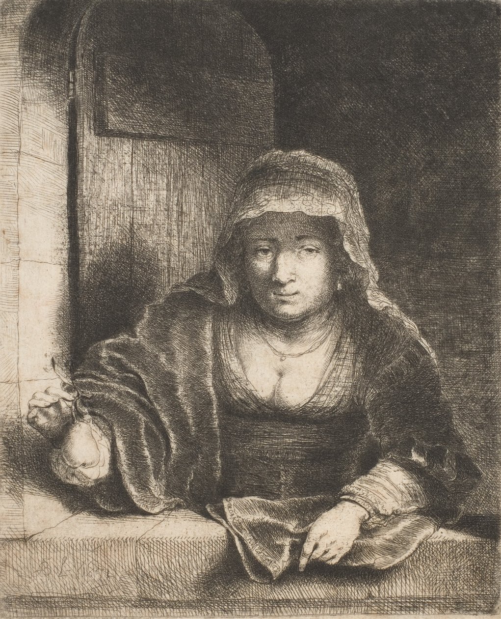 Kvinna med ett päron, 1600-talet. av Ferdinand Bol