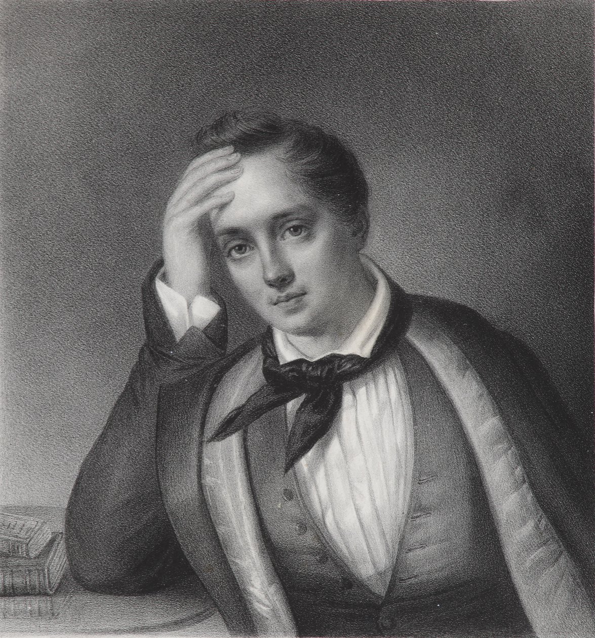 Porträtt av poeten Yevgeny Abramovich Baratynsky 1800-1844, 1830-talet av Ferdinand Chevalier