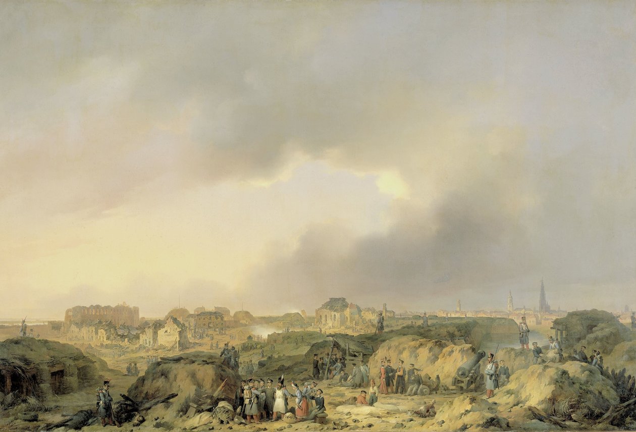 Citadellet i Antwerpen strax efter belägringen 19 november-23 december 1832 och den holländska Garissons överlämnande till fransmännen av Ferdinand De Braekeleer (I)