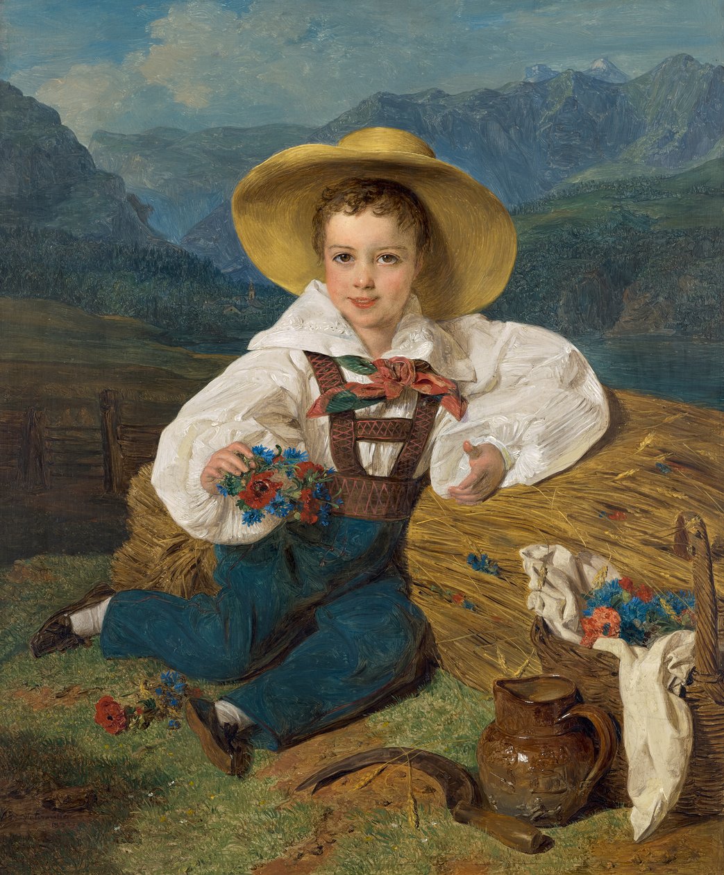 Räkna Demetrius Apraxin som barn framför ett bergslandskap av Ferdinand Georg Waldmuller