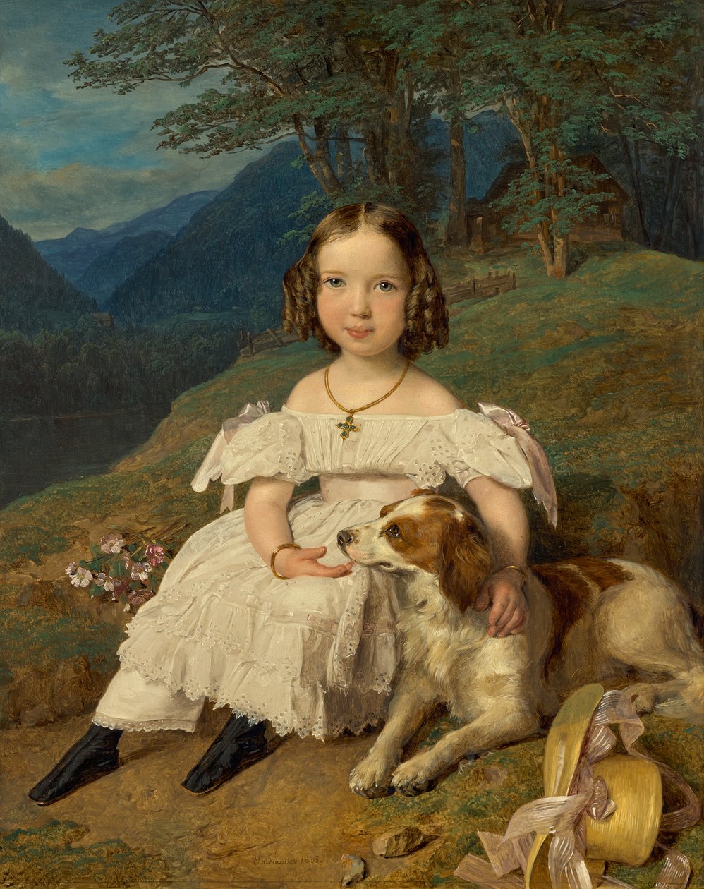 Porträtt av grevinnan Julia Alexandrovna Apraxina 1830-1917 som barn, 1835. av Ferdinand Georg Waldmuller