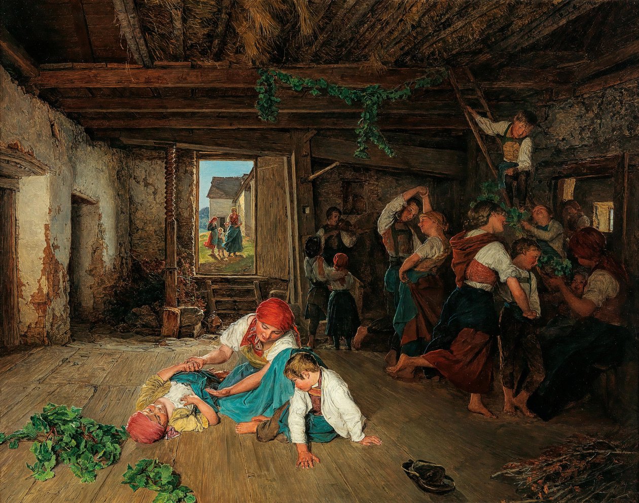 Förbereder firandet av vinskörden, 1860. av Ferdinand Georg Waldmuller