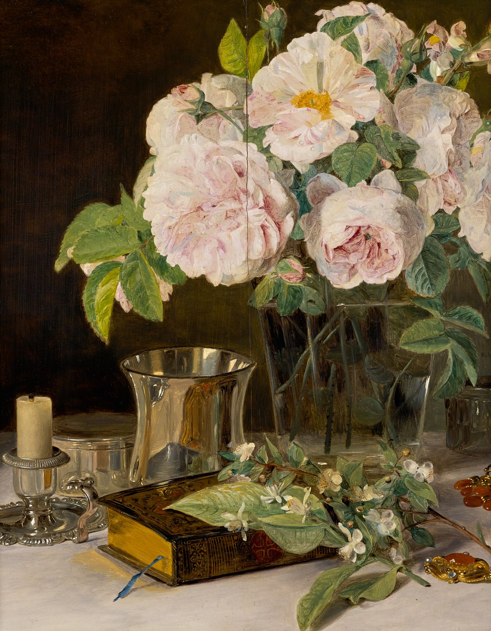 rosor i glaset av Ferdinand Georg Waldmuller