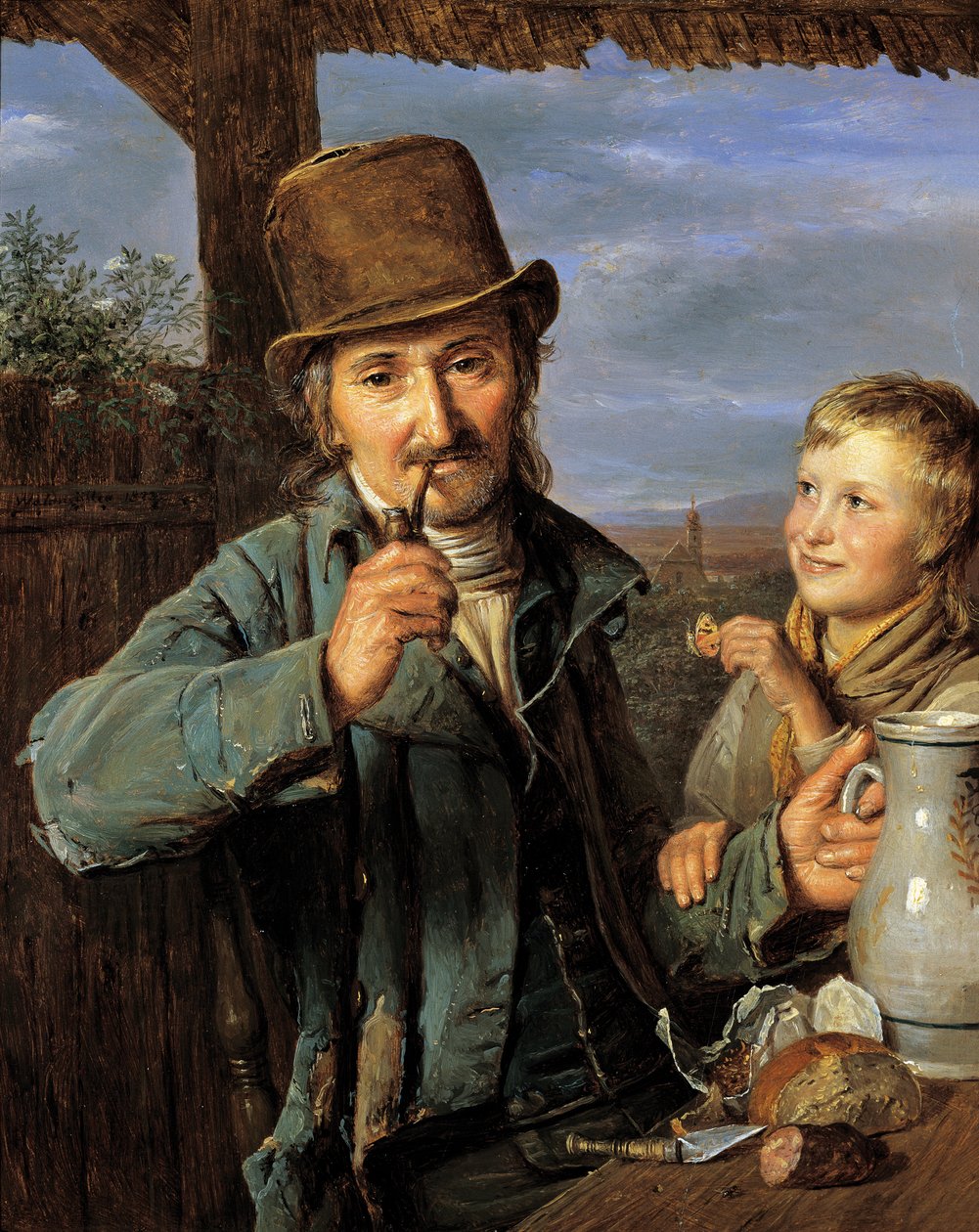 Daglönare med sin son av Ferdinand Georg Waldmuller