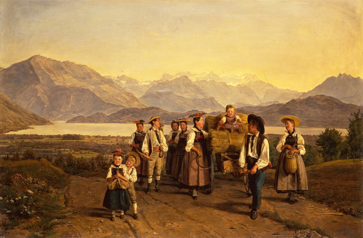 Hemkomsten från skörden vid Zugsjön av Ferdinand Georg Waldmuller