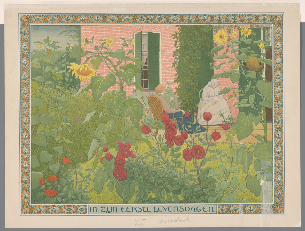 Två kvinnor med baby Under hans första dagar i livet (titel på objekt) av Ferdinand Hart Nibbrig