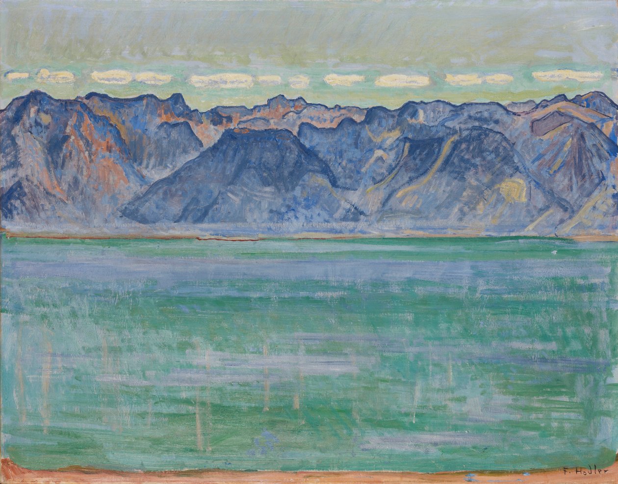 Genèvesjön med Savoyalperna, ca. 1905. av Ferdinand Hodler