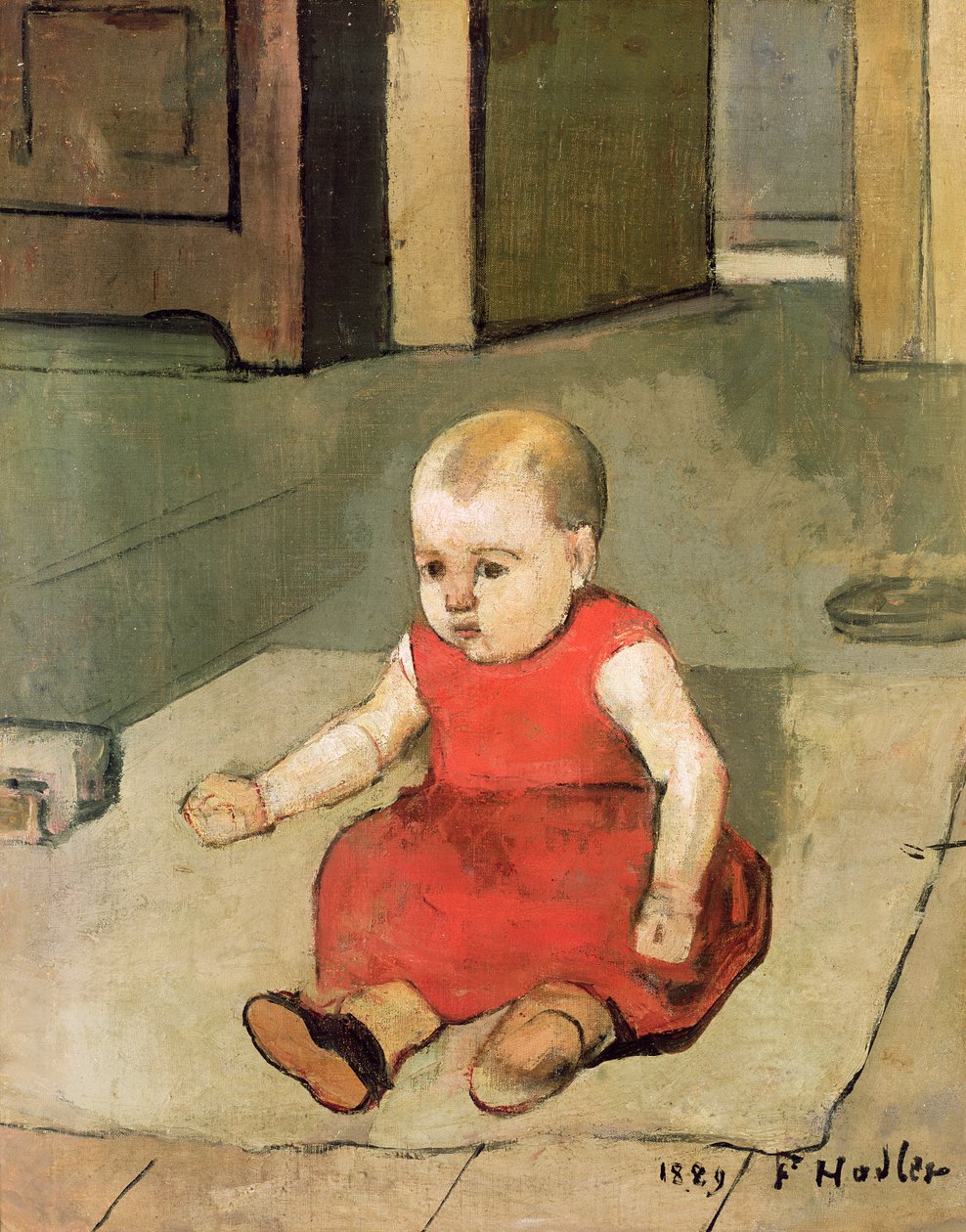 Lille Hector på gulvet, 1889 swed av Ferdinand Hodler