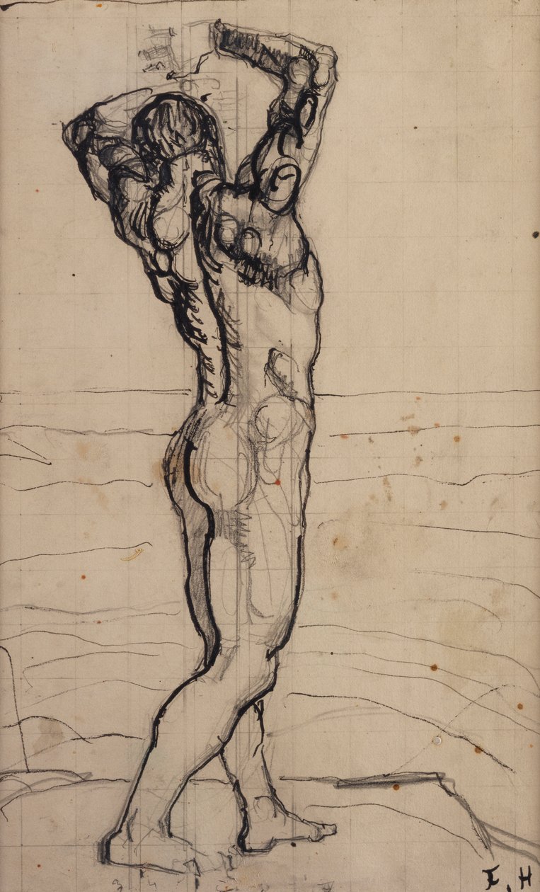 Man naken, Studera för sanningen; Man naken, Study in Truth, c.1902 av Ferdinand Hodler