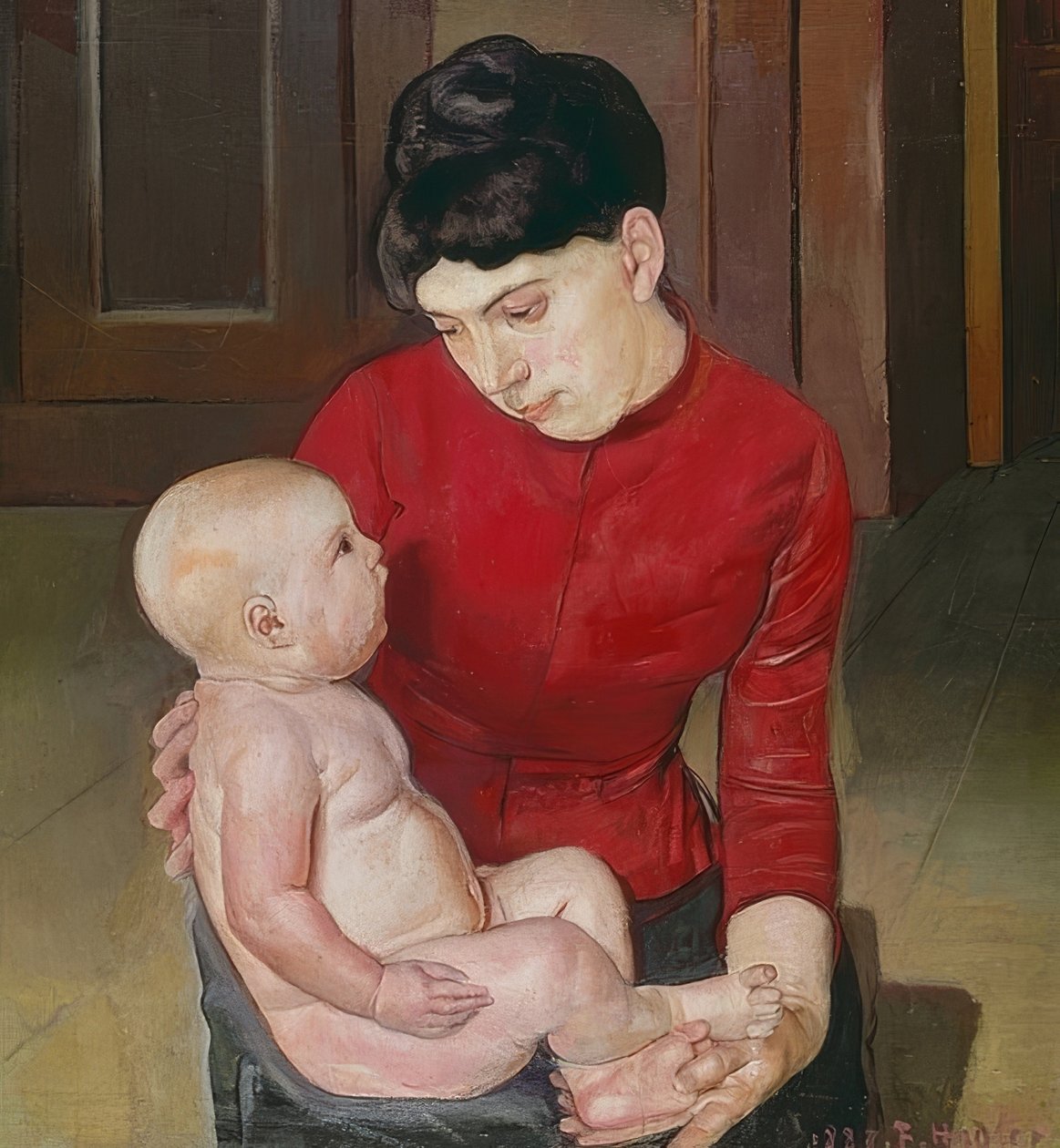 Mamma och barn. 1887 av Ferdinand Hodler