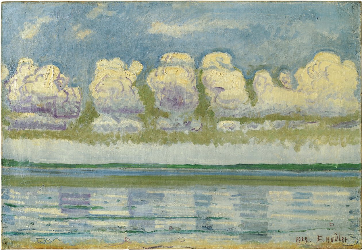 ""Utsikt över Genèvesjön och den schweiziska Jura"" (Genèvesjön med den schweiziska Jura) Målning av Ferdinand Hodler (1853-1918) av Ferdinand Hodler