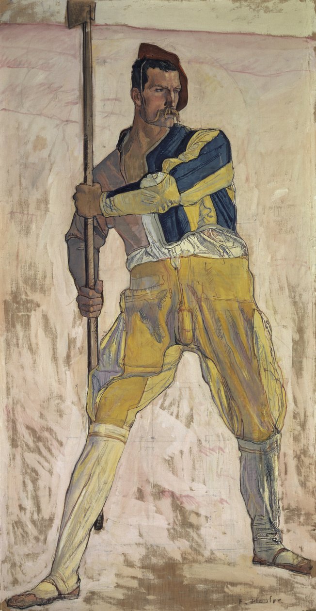 Krigare med hellebard, ca 1898 av Ferdinand Hodler