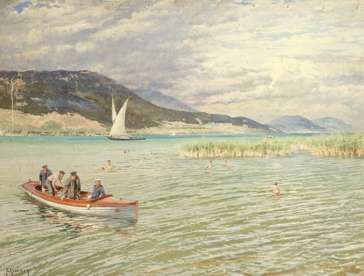 On the Lake (olja på duk) av Ferdinand Joseph Gueldry