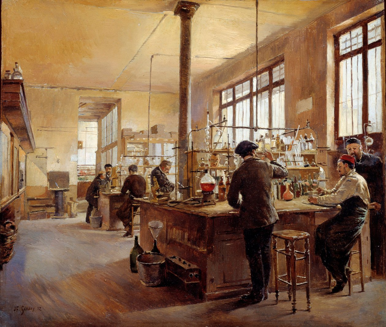 Det kommunala laboratoriet har polisprefekturen boulevard du palace. Målning av Ferdinand Joseph Gueldry (1858-1945) av Ferdinand Joseph Gueldry