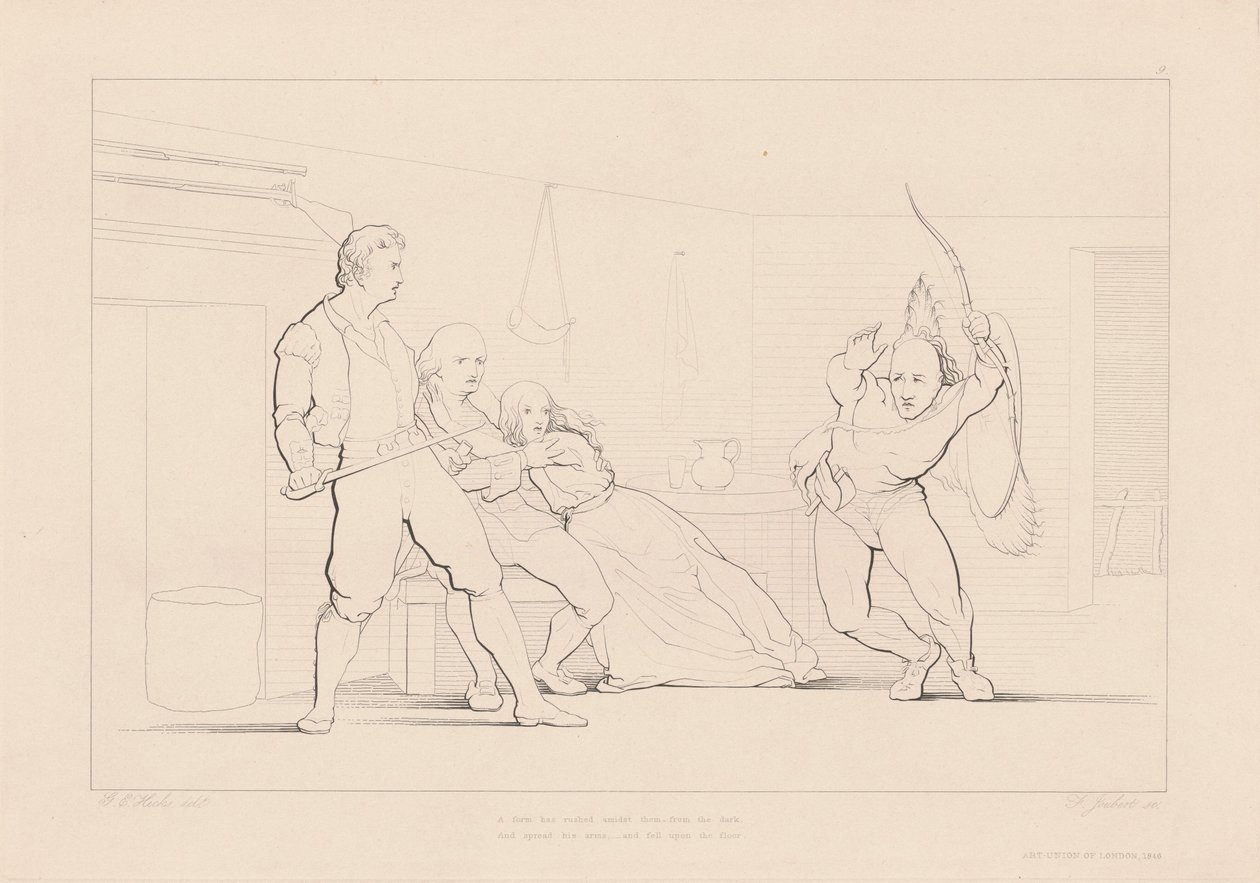 En form har rusat bland dem från mörkret av Ferdinand Joubert, after George Elgar Hicks