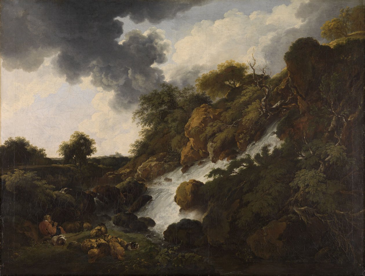 Bergslandskap med vattenfall av Ferdinand Kobell