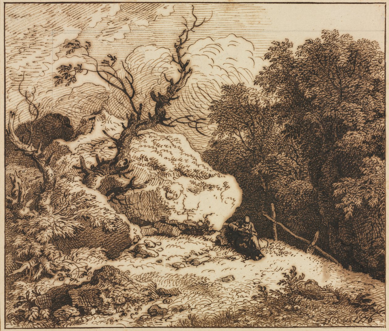 Eremit i ett skogslandskap, 1776. av Ferdinand Kobell