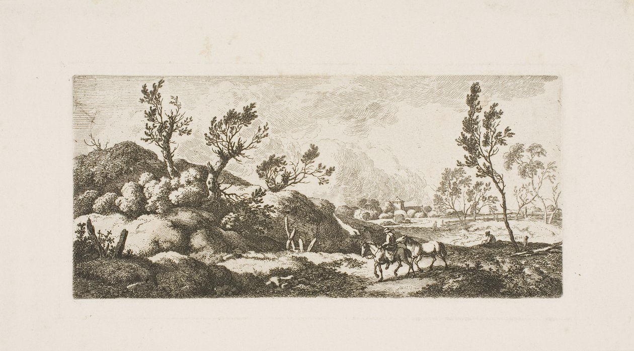 Landskap - pojke med häst av Ferdinand Kobell