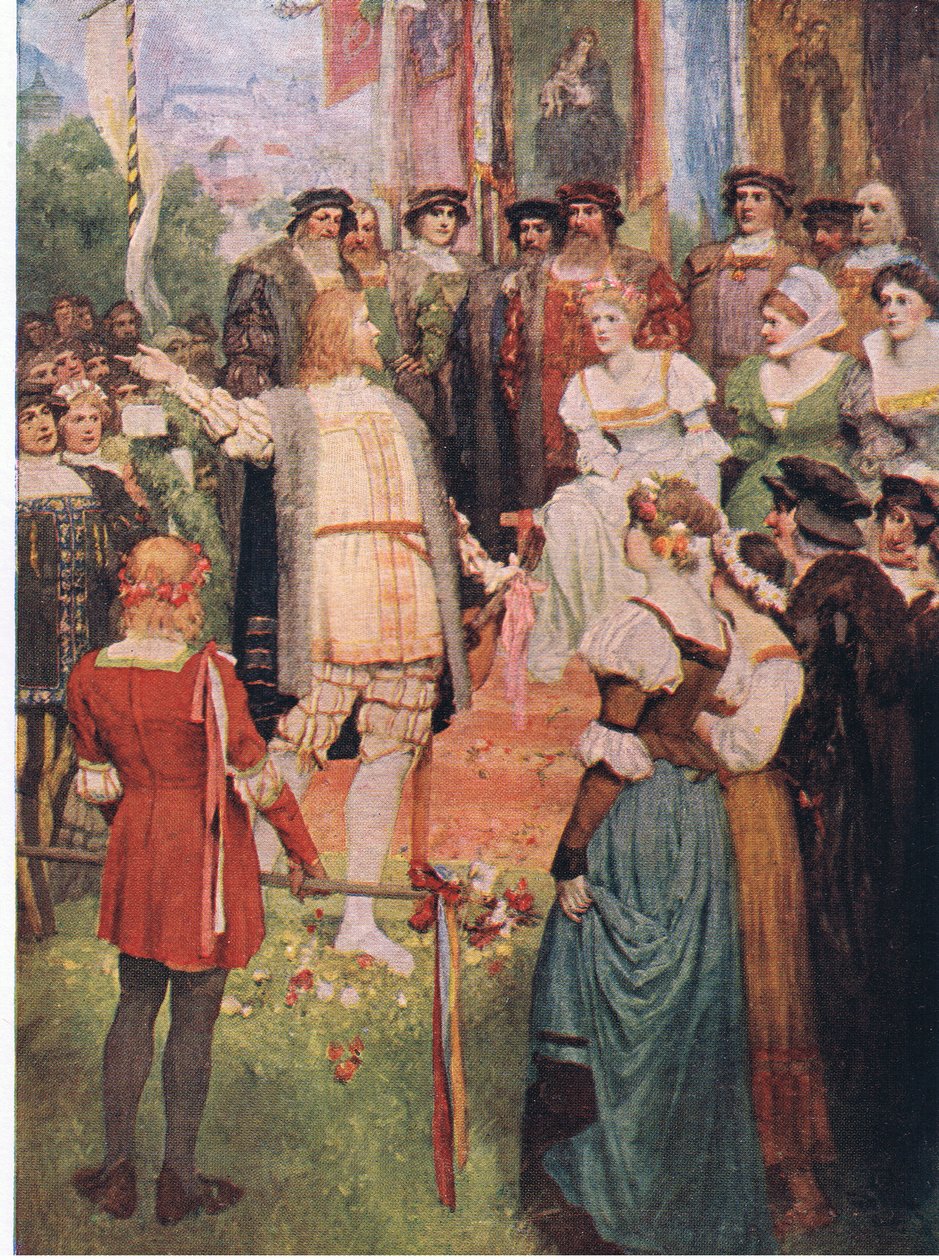 Walter började sin sång, illustration från The Stories of Wagner