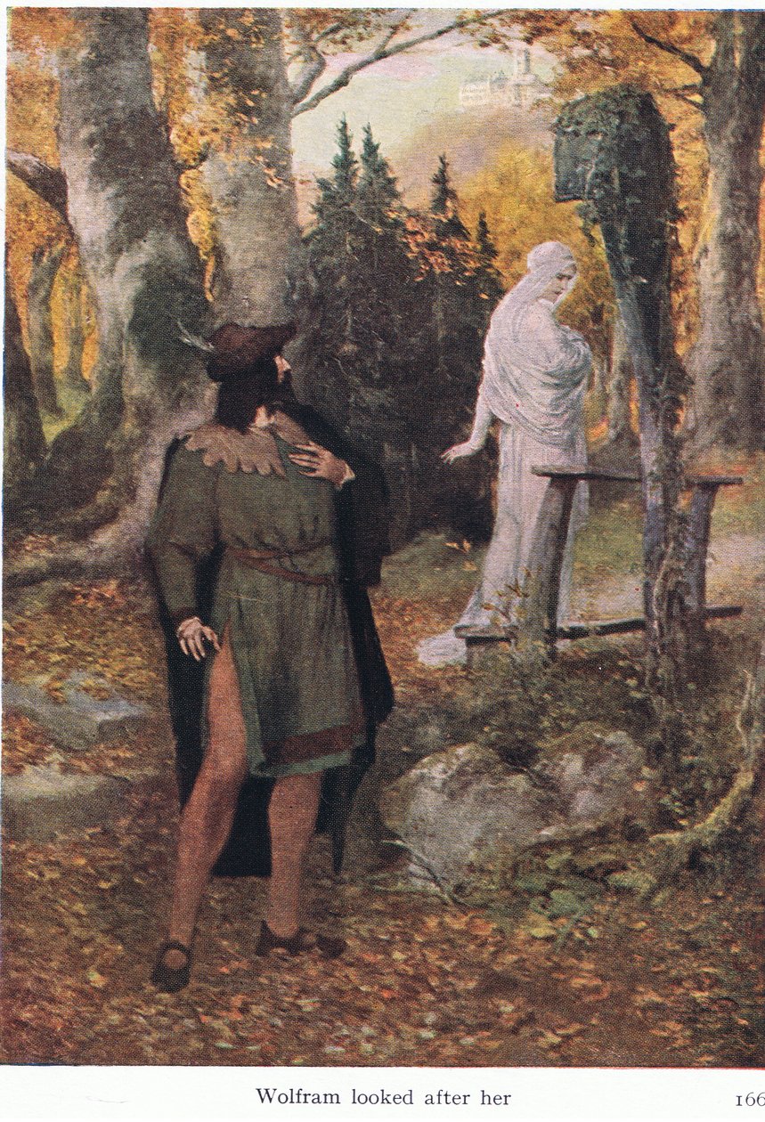 Wolfram tog hand om henne, illustration från The Stories of Wagner