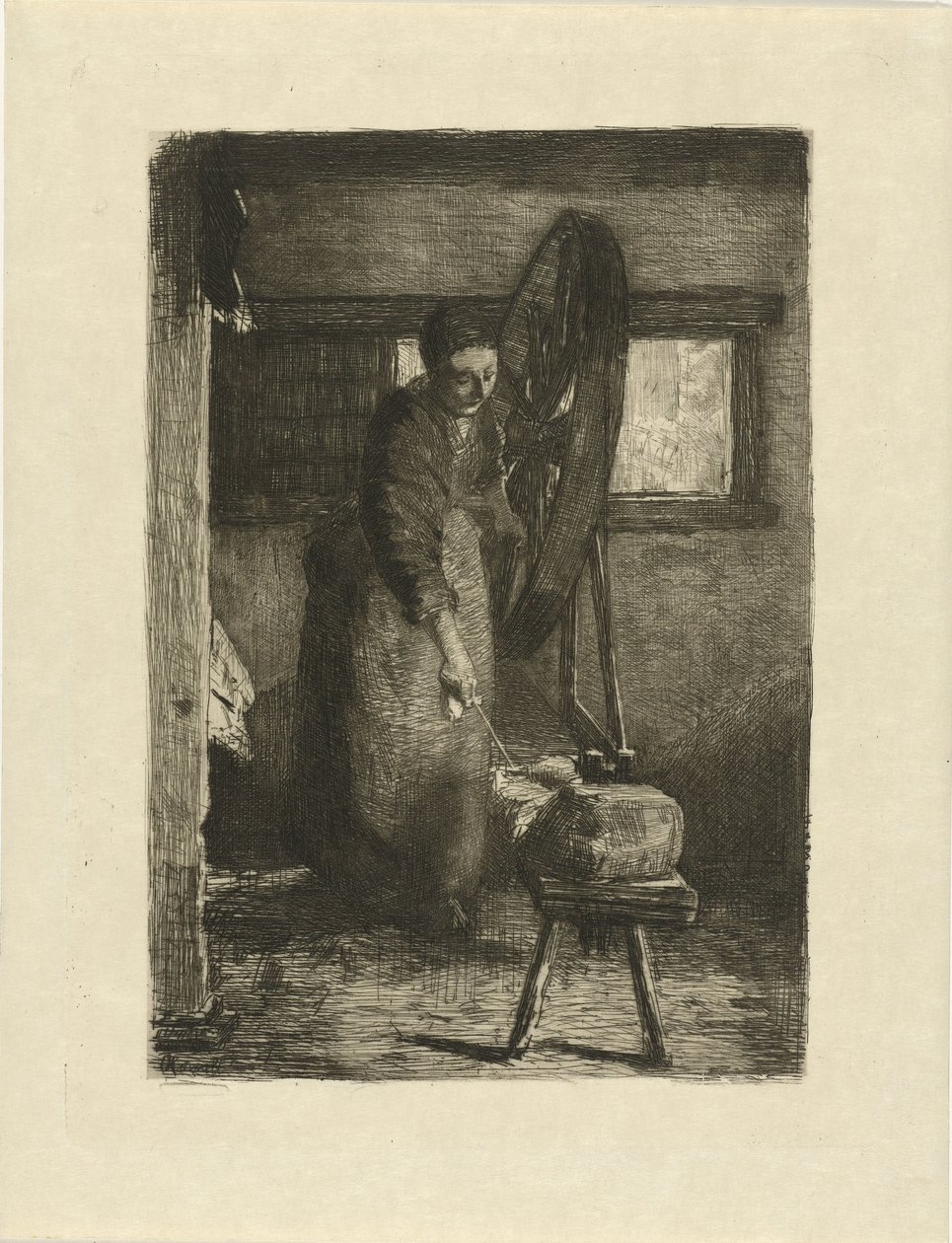 Spinster på jobbet På jobbet (titel på objekt) av Ferdinand Oldewelt