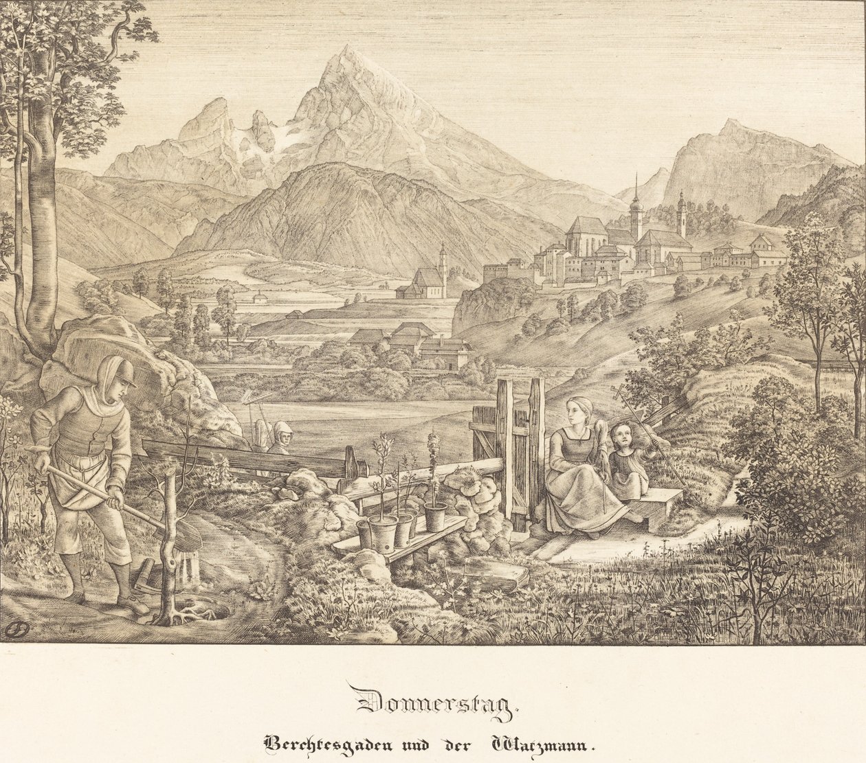 Torsdag - Berchtesgaden och Watzmannberget (torsdag - Berchtesgaden och Watzmannberget) av Ferdinand Olivier