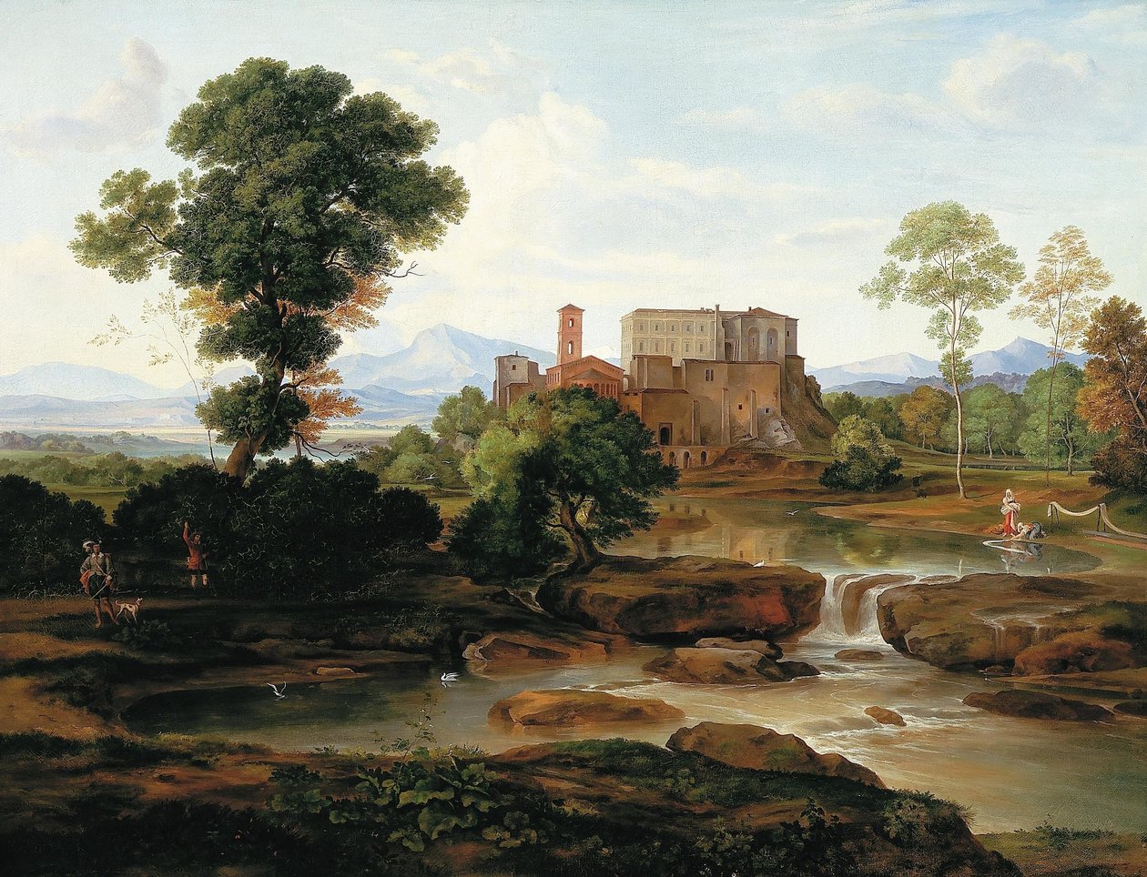 Idealiskt italienskt landskap. av Ferdinand Olivier