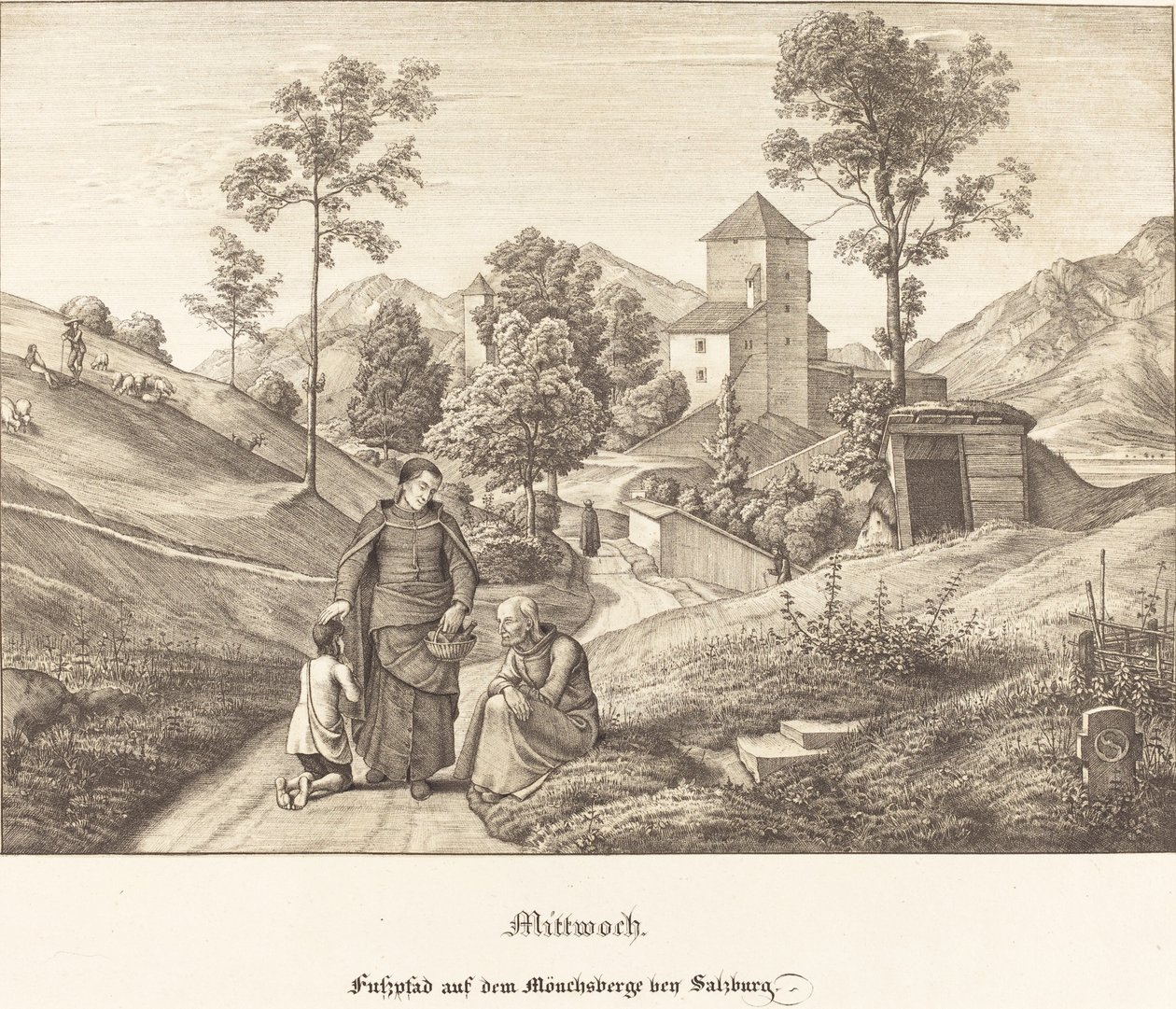 Onsdag - Gångstig på Mönchsbergbukten Salzburg (onsdag - Gångstig på Mönchsberge nära Salzburg) av Ferdinand Olivier