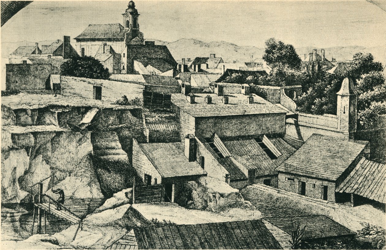 Stenbrott i Alt-Matzleinsdorf, med församlingskyrkan St Florian i Wien, 1814-1815, 1943. av Ferdinand Olivier
