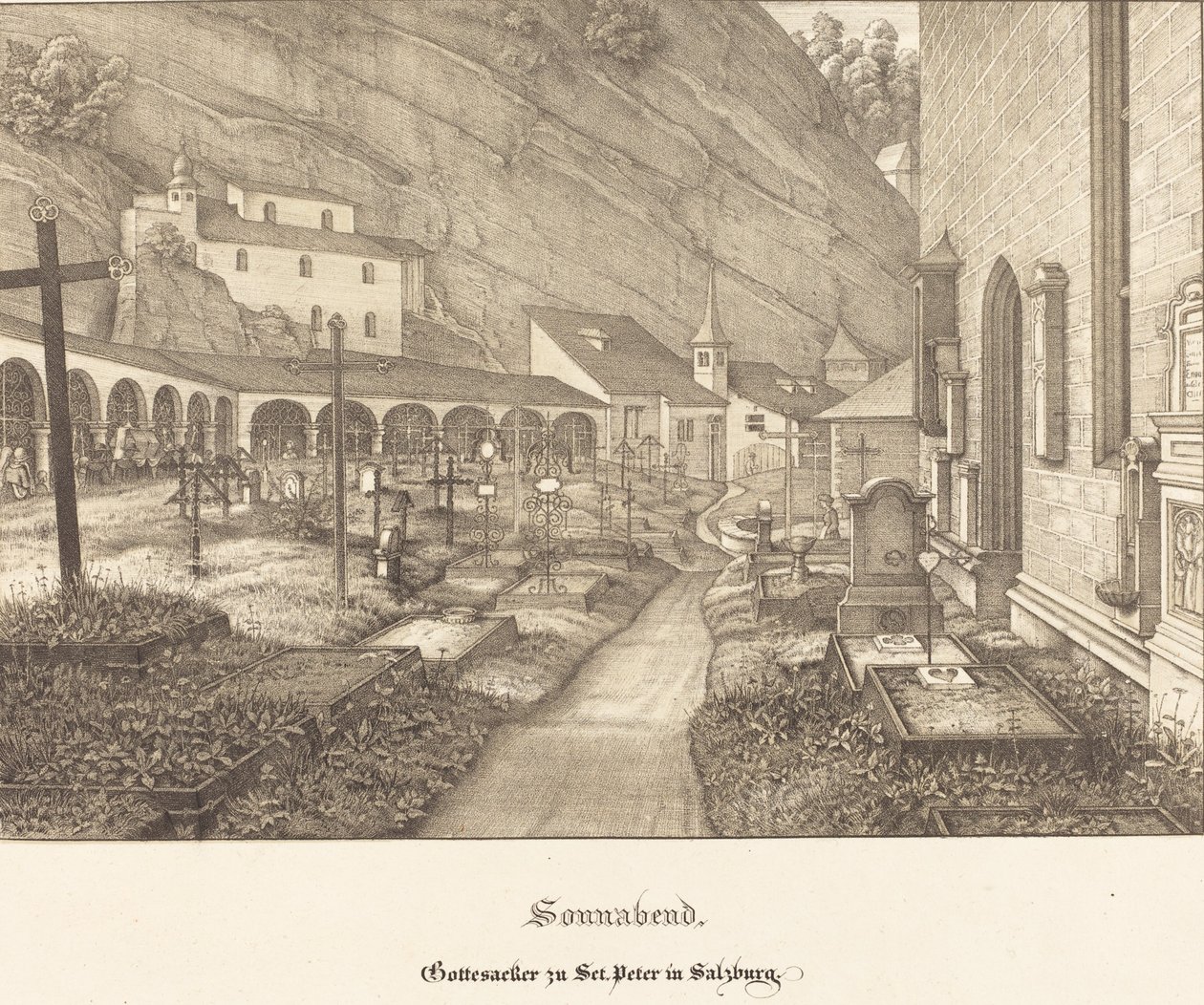 Lördag - S:t Peters kyrkogård i Salzburg av Ferdinand Olivier