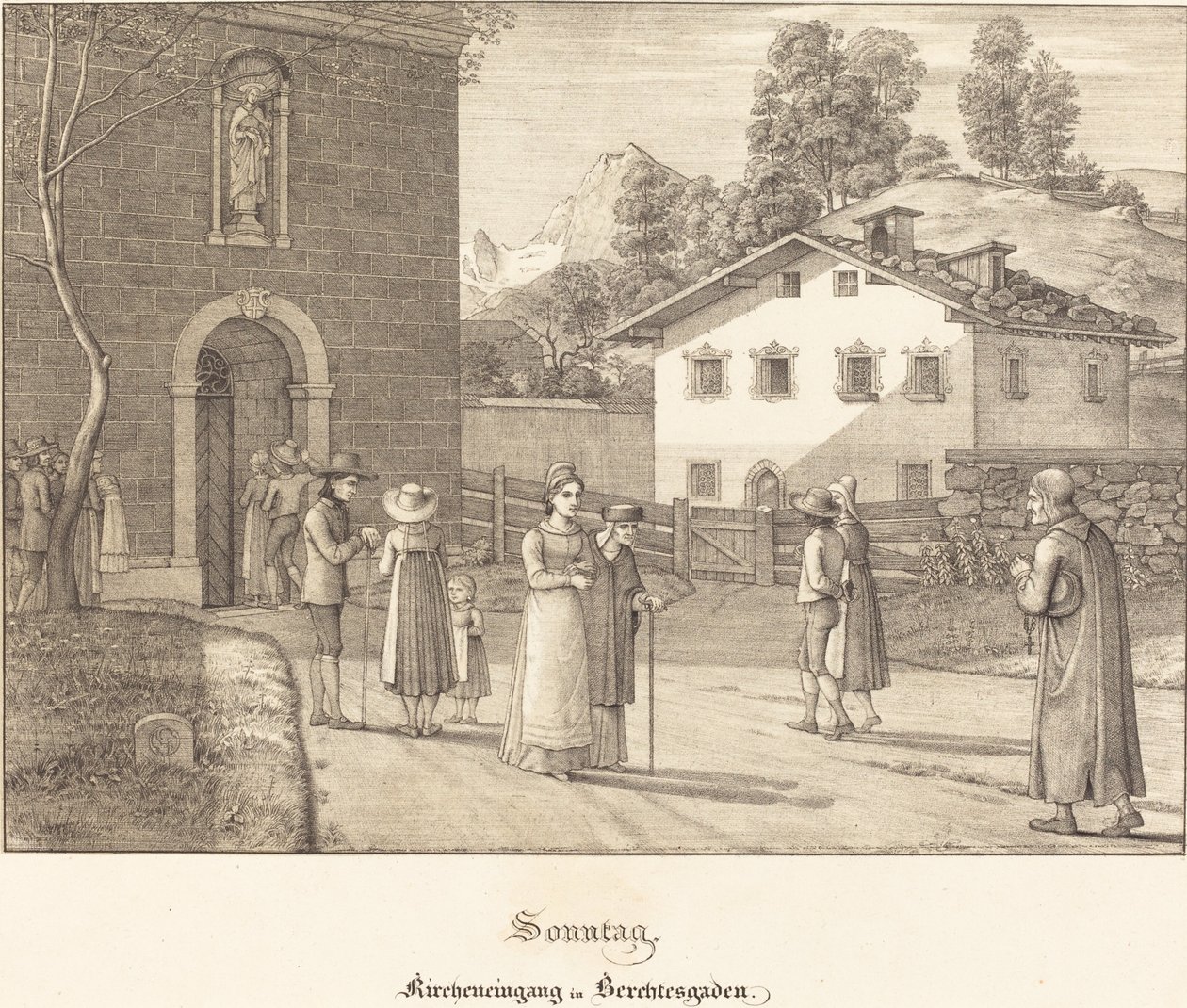 Söndag - Går till kyrkan nära Berchtesgaden av Ferdinand Olivier