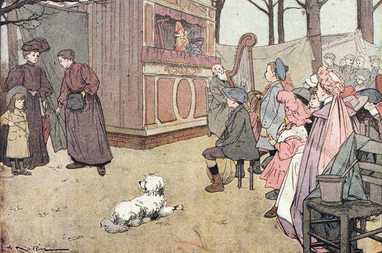 Galen teater, i Imagier of childhood, ca 1900 (gravyr) av Ferdinand Raffin