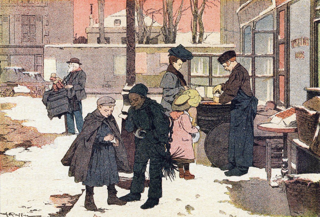 Kastanjehandlaren, i barndomens bilderbok, ca 1900 (gravyr) av Ferdinand Raffin