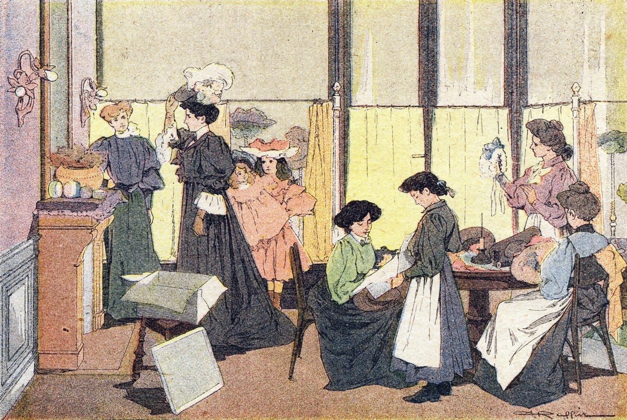 Modisten, i barndomens bildbok, ca 1900 (gravyr) av Ferdinand Raffin