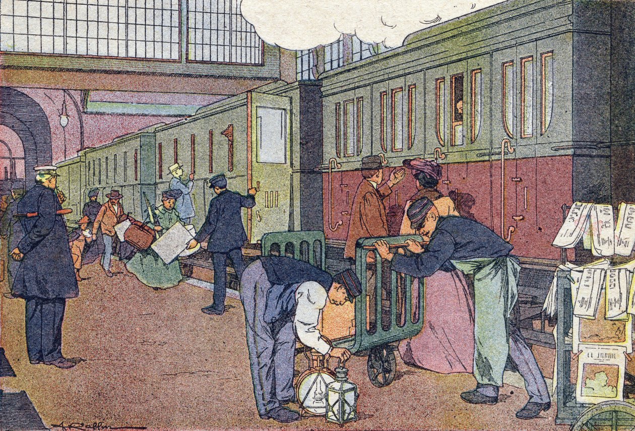 Stationen, i barndomens bilderbok, ca 1900 (gravyr) av Ferdinand Raffin