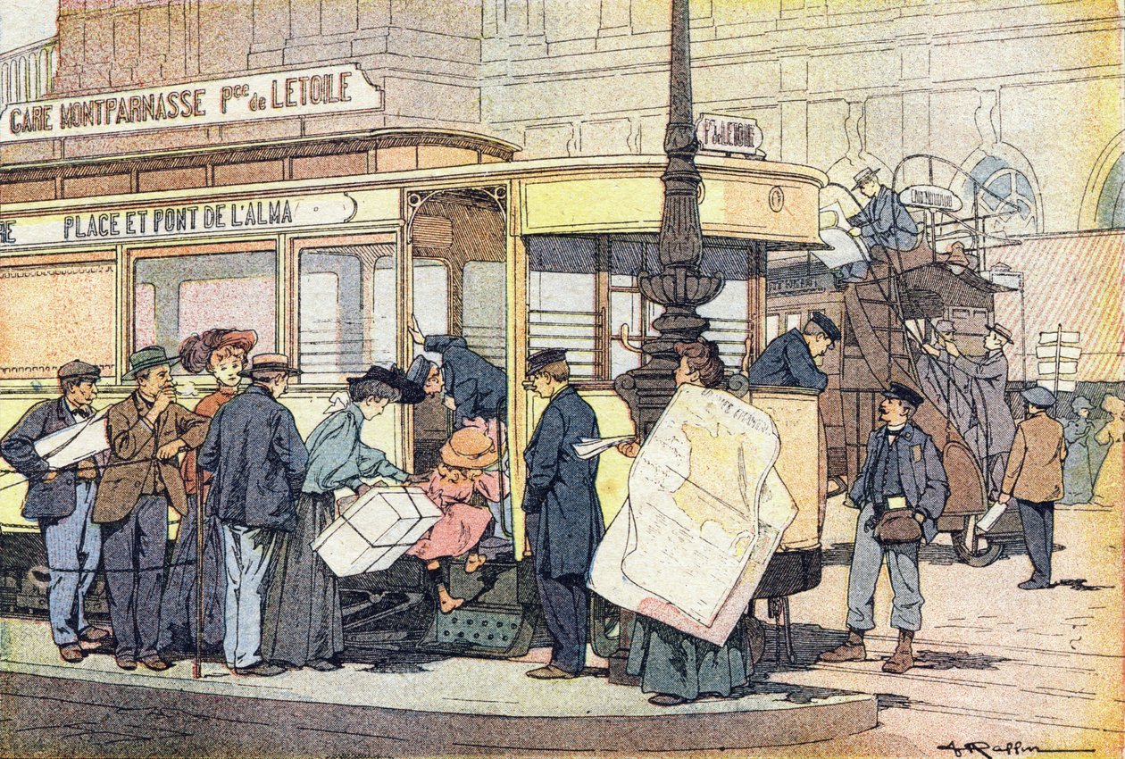 Spårvagnen, i barndomens bilderbok, ca 1900 (gravyr) av Ferdinand Raffin