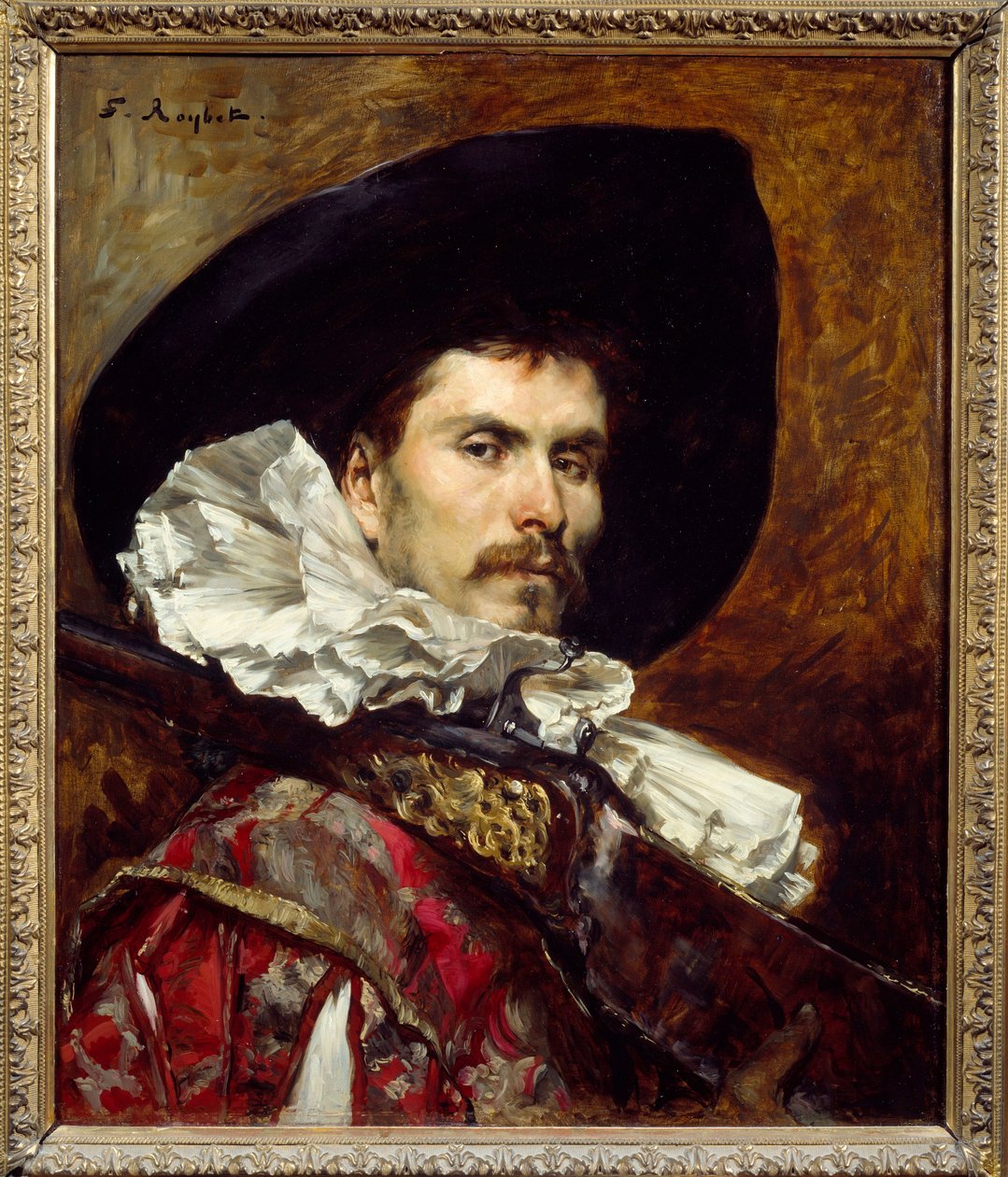 En harquebusier på 1600-talet Målning av Ferdinand Roybet (1840-1920) 1800-talet Lyon, Musee des Beaux Arts av Ferdinand Roybet