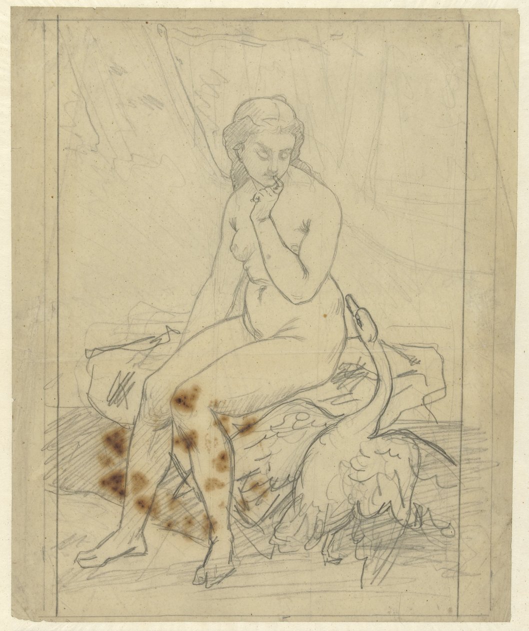 Sitter Leda med svanen av Ferdinand Roybet