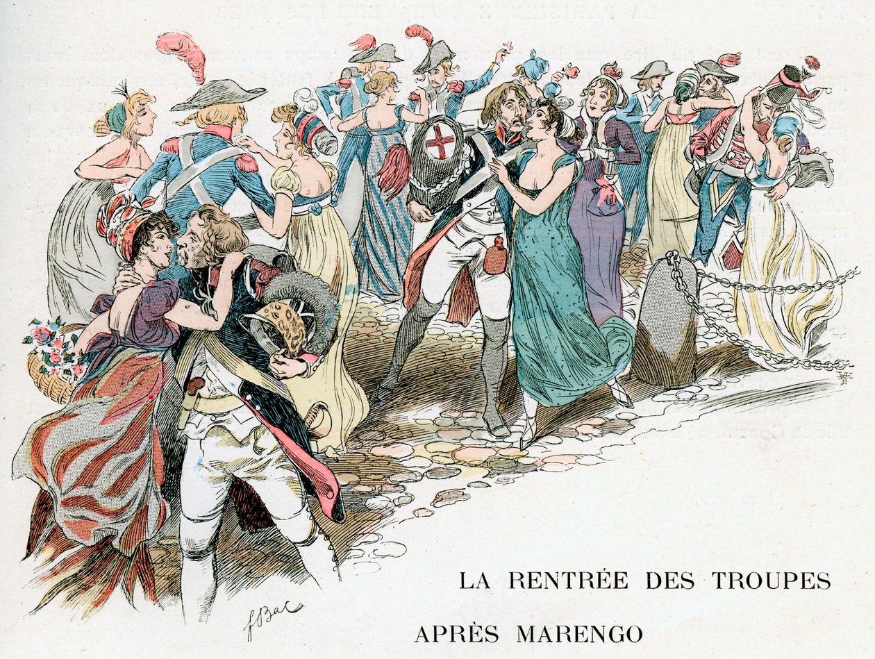 De franska truppernas återkomst från Marengo, 1800, c1870-1950 av Ferdinand Sigismund Bac