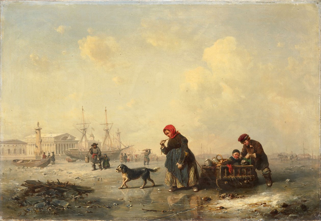 Neva i Sankt Petersburg vintern 1844 av Ferdinand Theodor Hildebrandt
