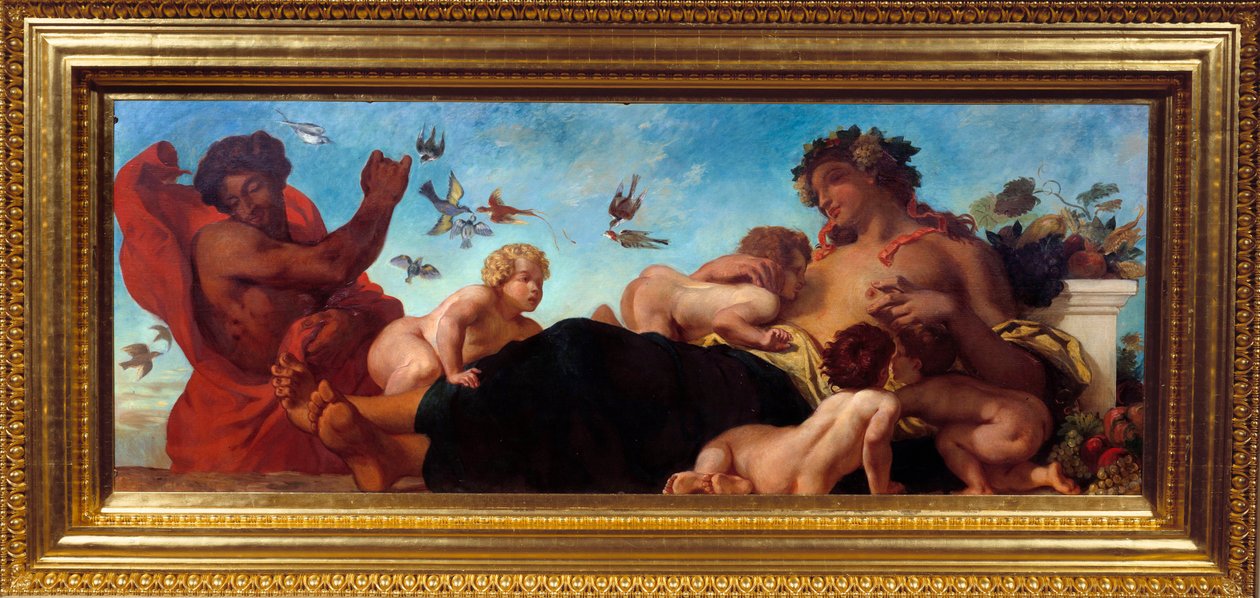 Jordbruk En mamma som ammar sina barn. Målning av Eugene Delacroix (1798-1863) av Ferdinand Victor Eugene Delacroix