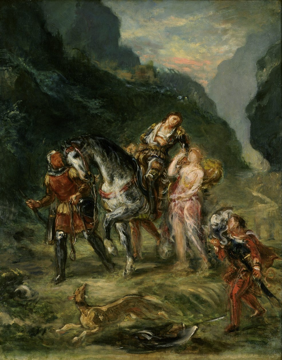 Angelica och den sårade Medoro, ca 1860 av Ferdinand Victor Eugene Delacroix